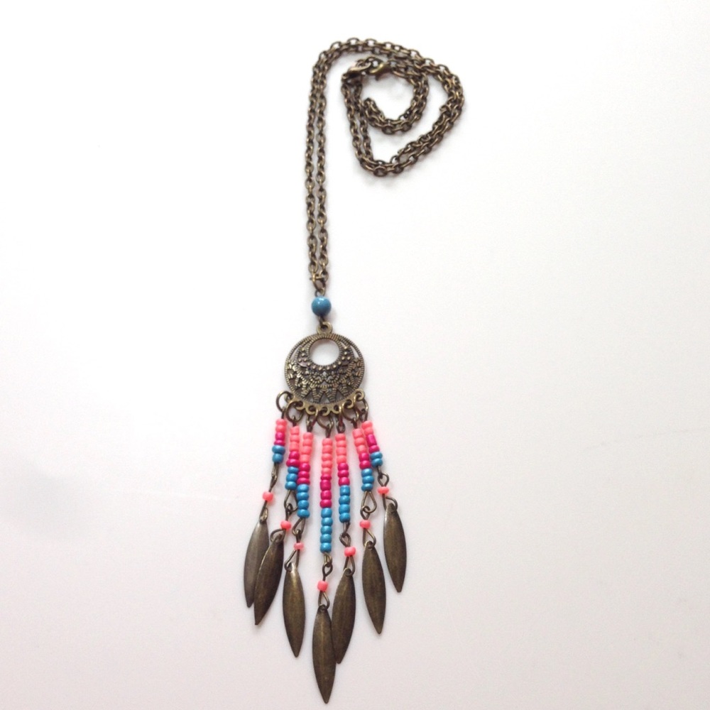 NWOT Feather Boho Festival Southwest Beaded Jewel